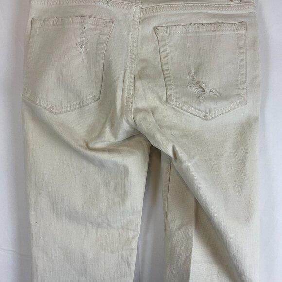 Acne Studios Jeans 26/32 Flex Used Ecru Cream Distressed Cuffed Raw Hem - Picture 8 of 12